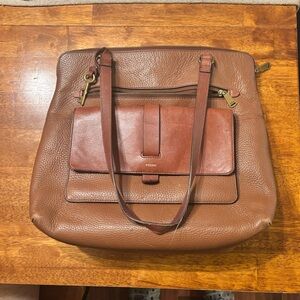 Fossil Tan Leather Shoulder Bag